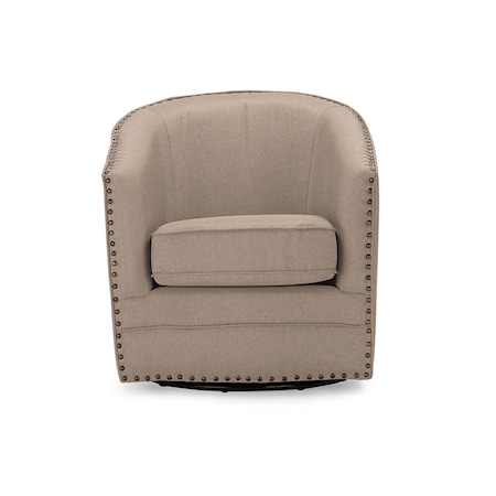 Baxton Studio Porter Classic Retro Beige Upholstered Swivel Tub Chair 119-6664